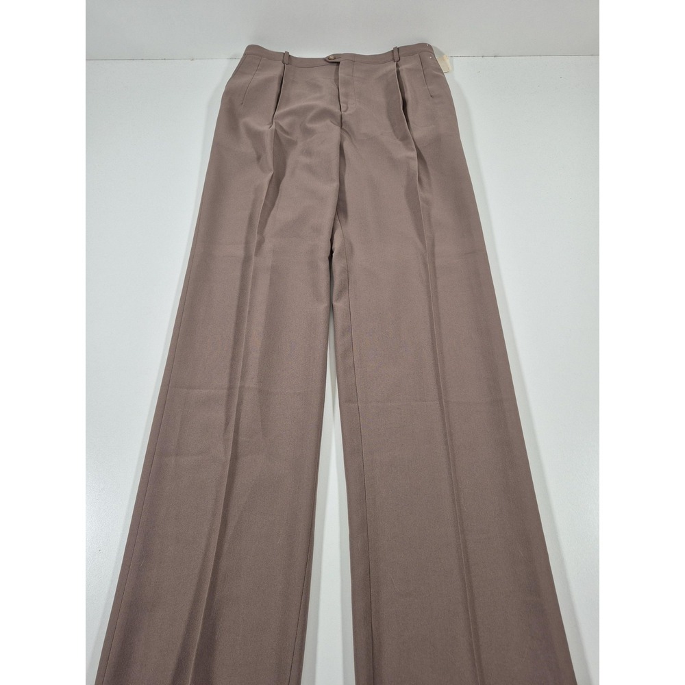 VTG Sansabelt Dress Pants Mens 34x36 Brown Wool Blend Pleated USA NWT Slacks